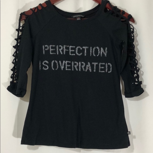 Rock & Republic Tops - Rock & Republic Perfection Is Overrated Black Tee